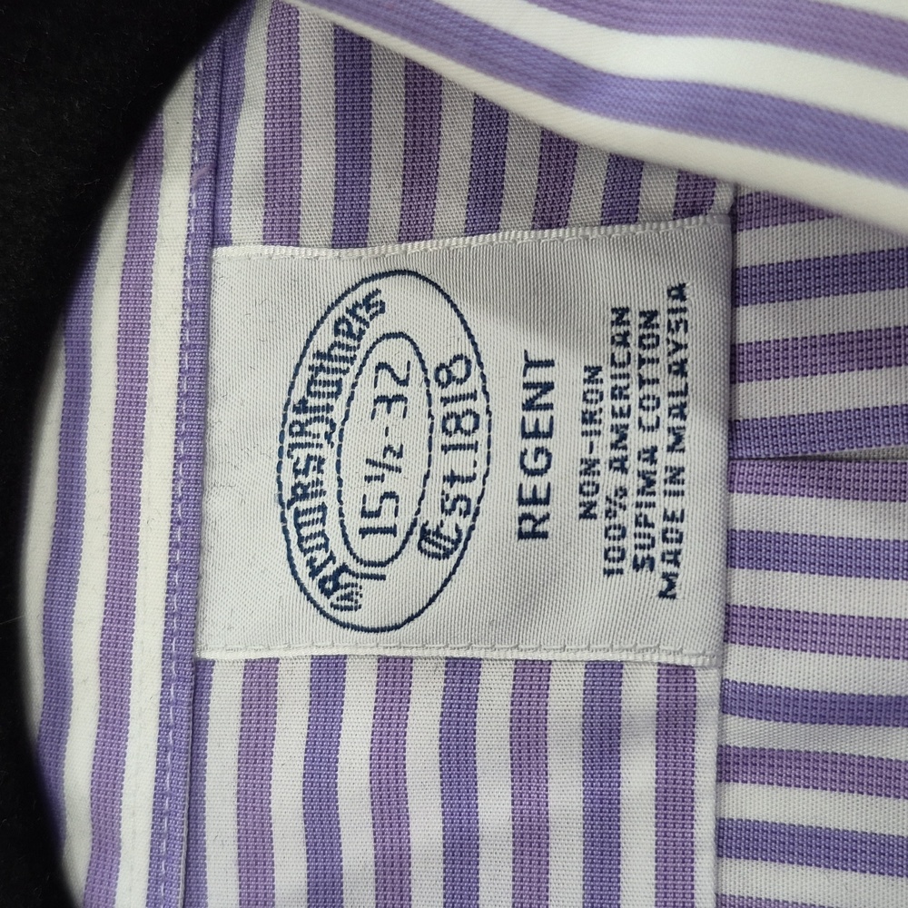 EUC Brooks Brothers Regent Dress Shirt 15.5 Purple Stripe. - Picture 3 of 7